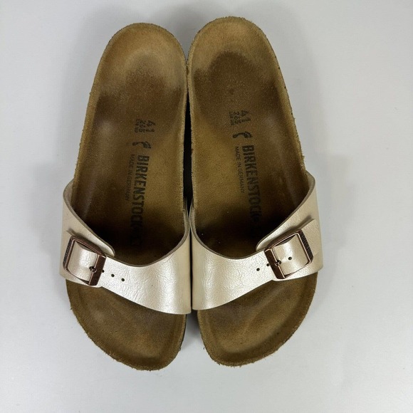 Birkenstock Madrid Womens Metallic Strap Slide Sandal Womens sz 41 US 10 Narrow - Picture 2 of 8